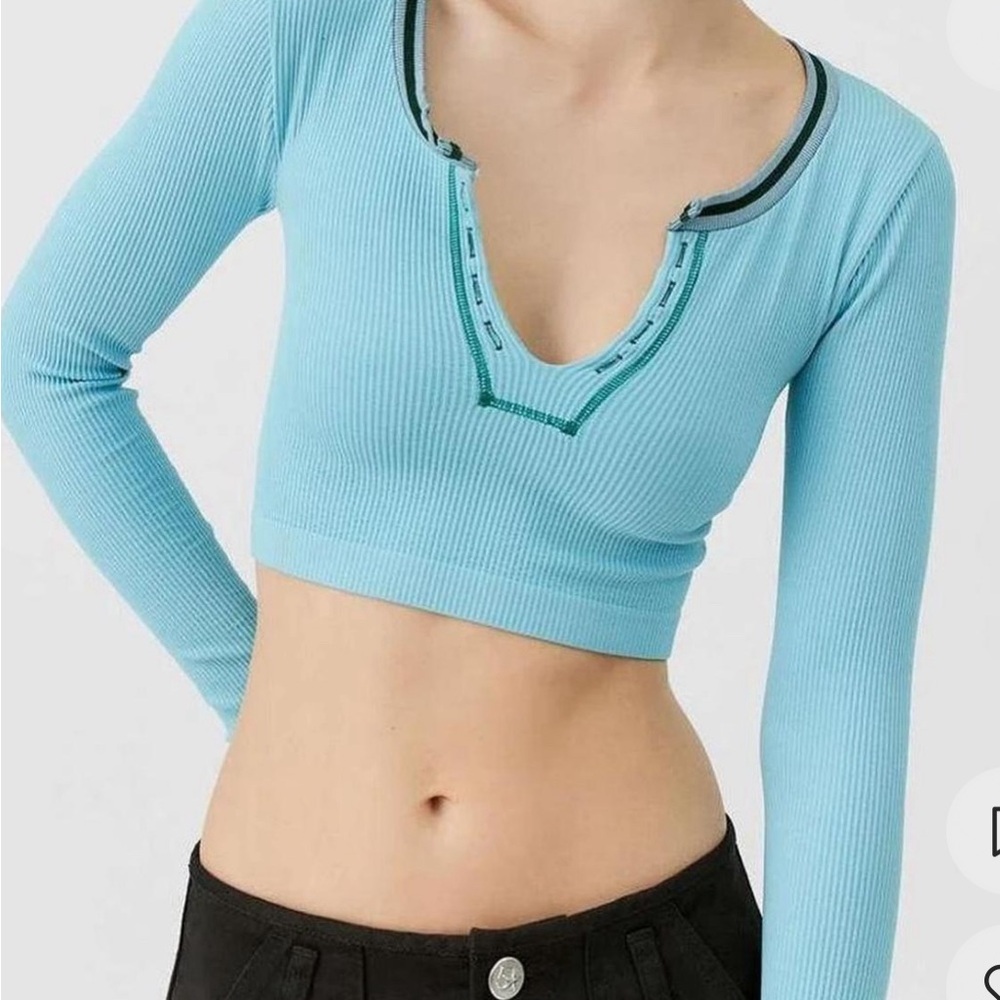 Urban Outfitters Blue Crop Top Cut Out Style